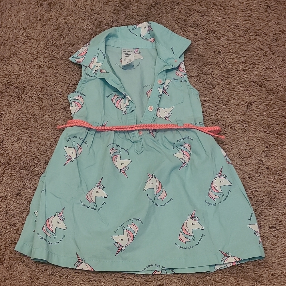 Carter's Green and Blue Ruffled Tiered Sundress